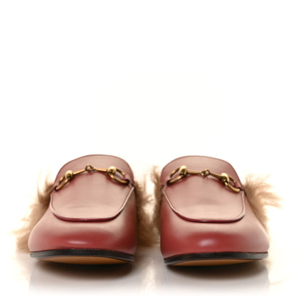 Gucci Calfskin Fur Womens Princetown Slippers 36 Lipstick Rose Natural 2 of 7