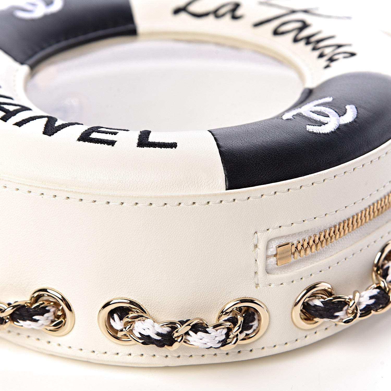 Chanel Lambskin Coco Lifesaver Round Bag Black White 10 of 11