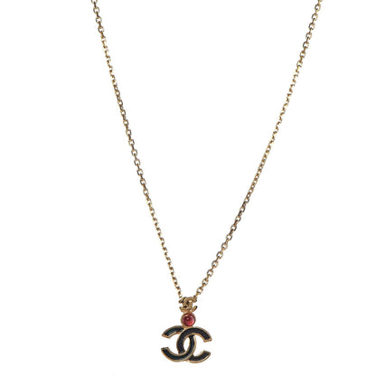 Chanel Enamel CC Pendant Necklace Gold 1 of 6