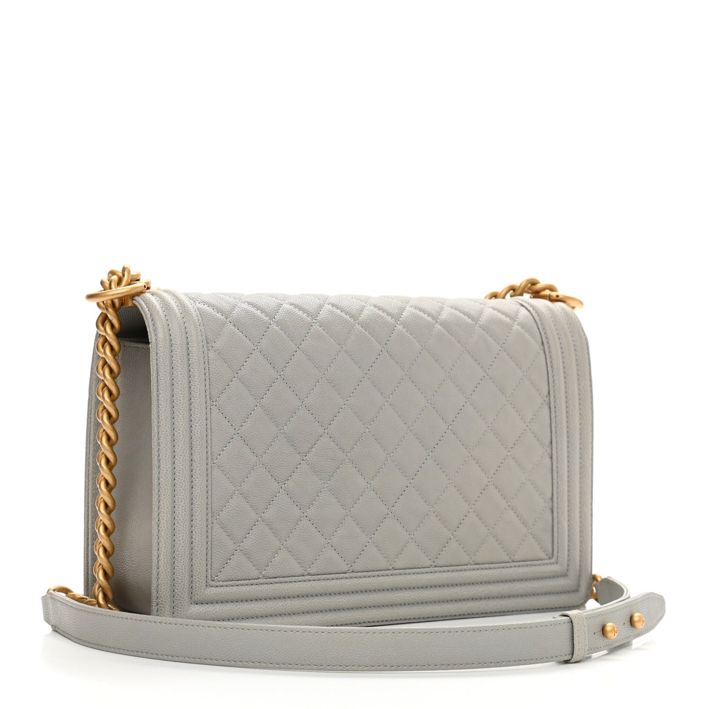 Caviar Quilted New Medium Boy Flap Grey