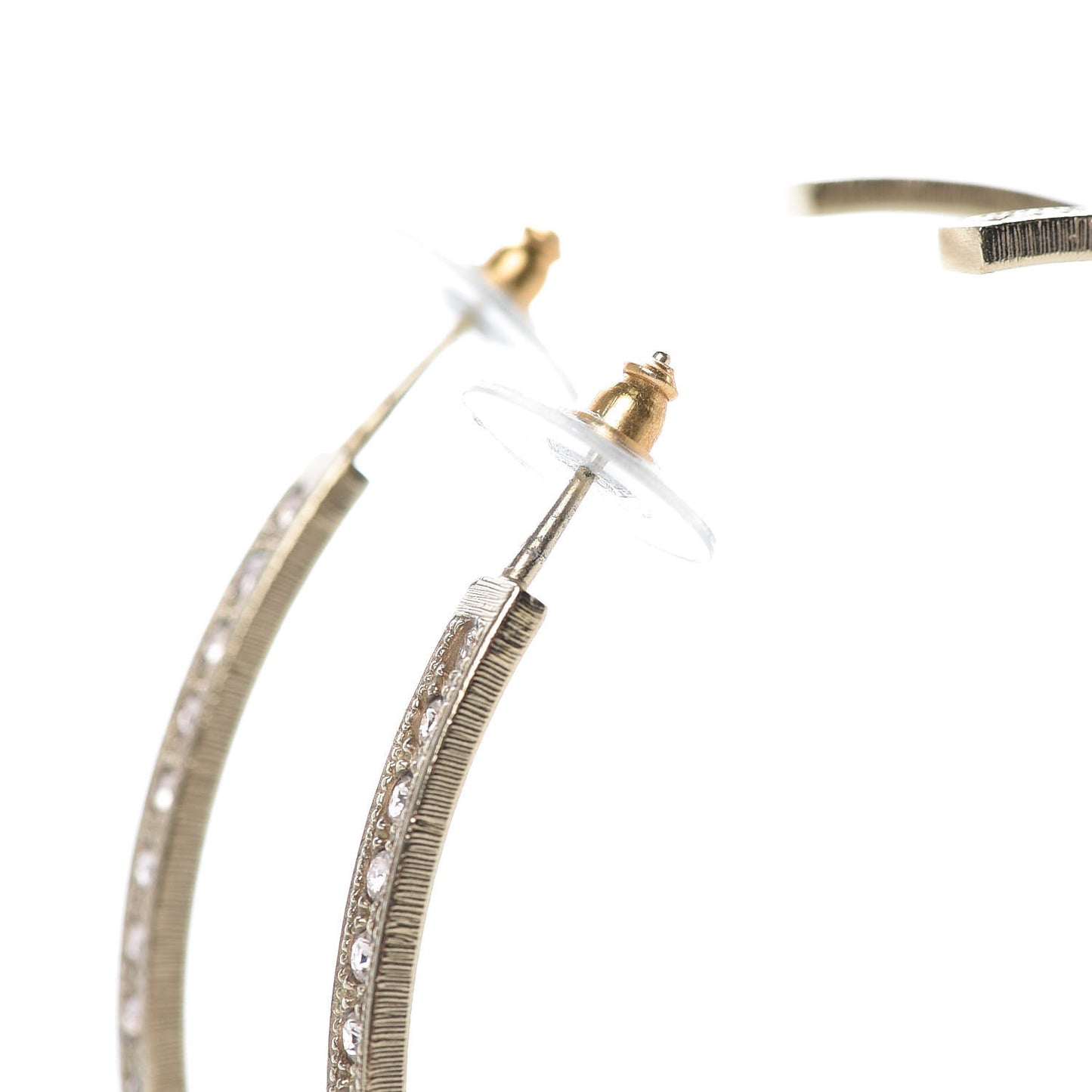 Crystal CC Hoop Earrings Pale Pink Gold