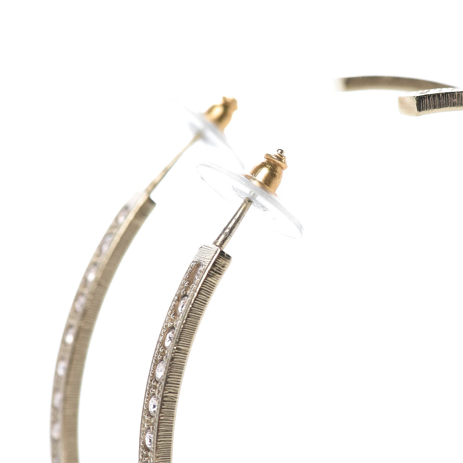 Chanel Crystal CC Hoop Earrings Pale Pink Gold 5 of 5