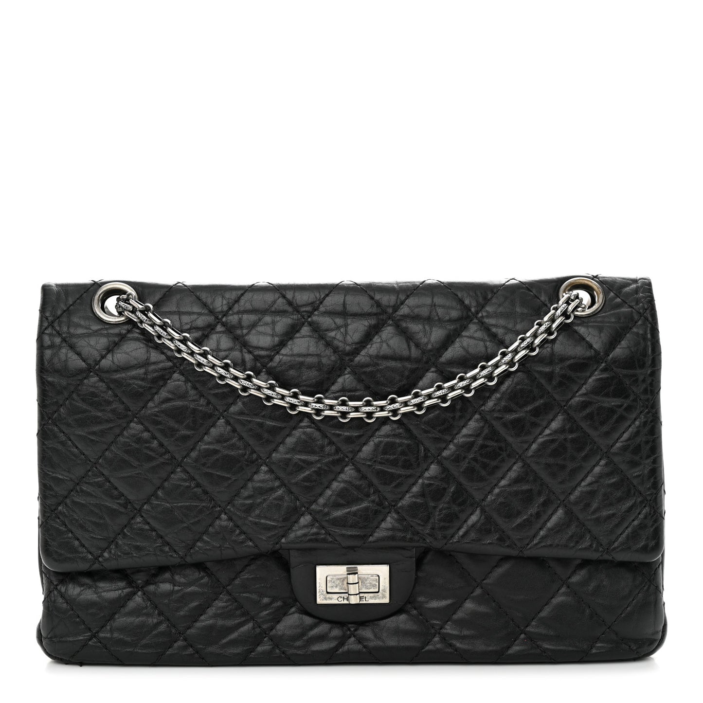 Aged Calfskin Quilted 2.55 Reissue 226 Flap Black