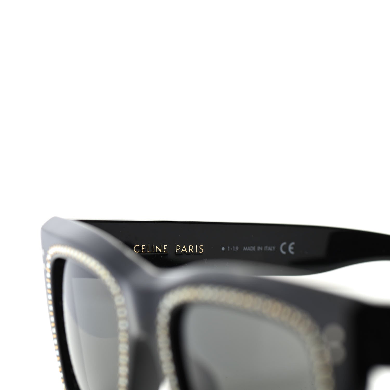 Celine Acetate Crystal Embellished D-Frame Sunglasses CL4082IS Black 5 of 6