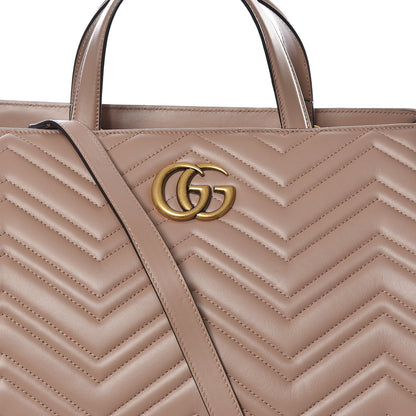 Gucci Calfskin Matelasse Medium GG Marmont Tote Porcelain Rose 9 of 9