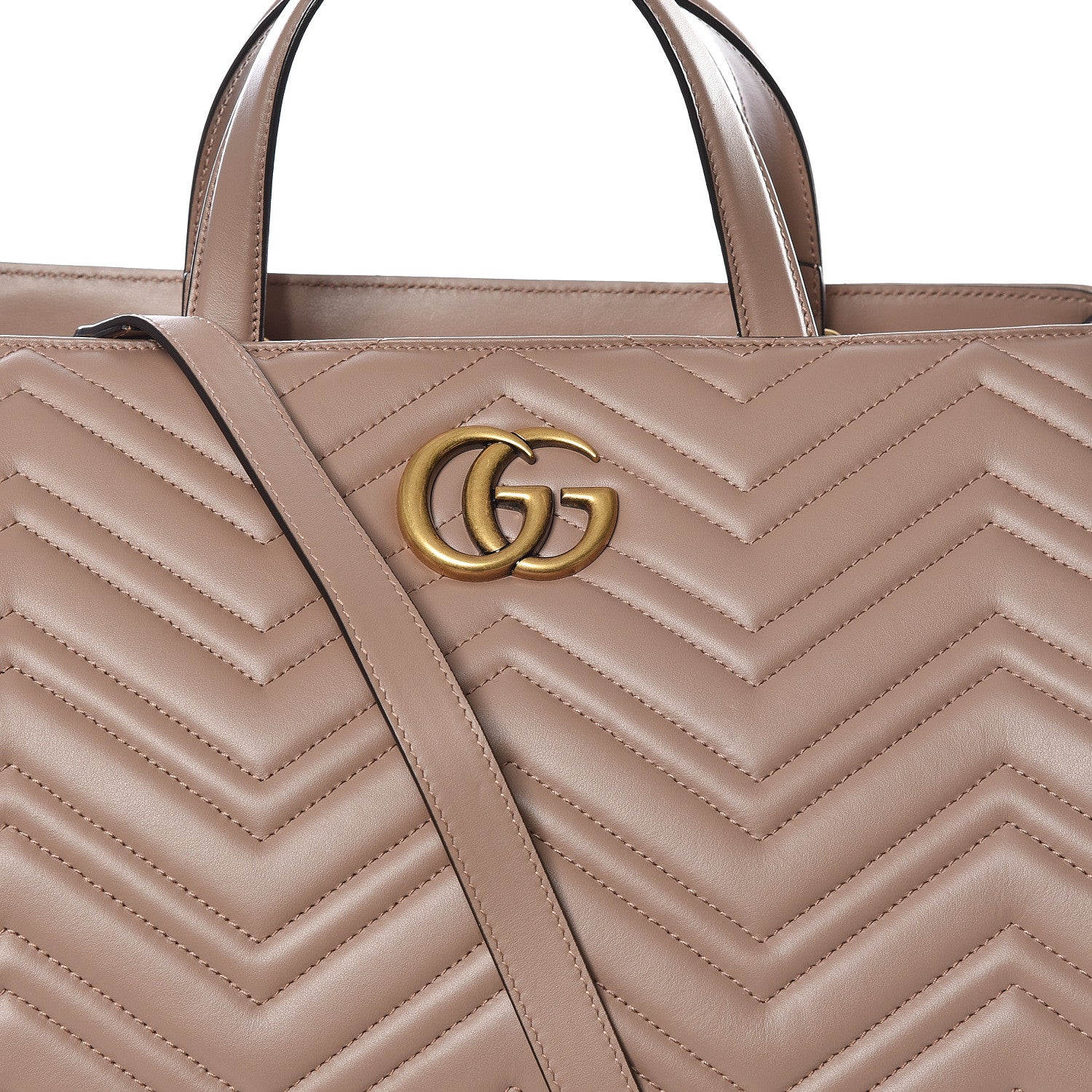 Gucci Calfskin Matelasse Medium GG Marmont Tote Porcelain Rose 9 of 9