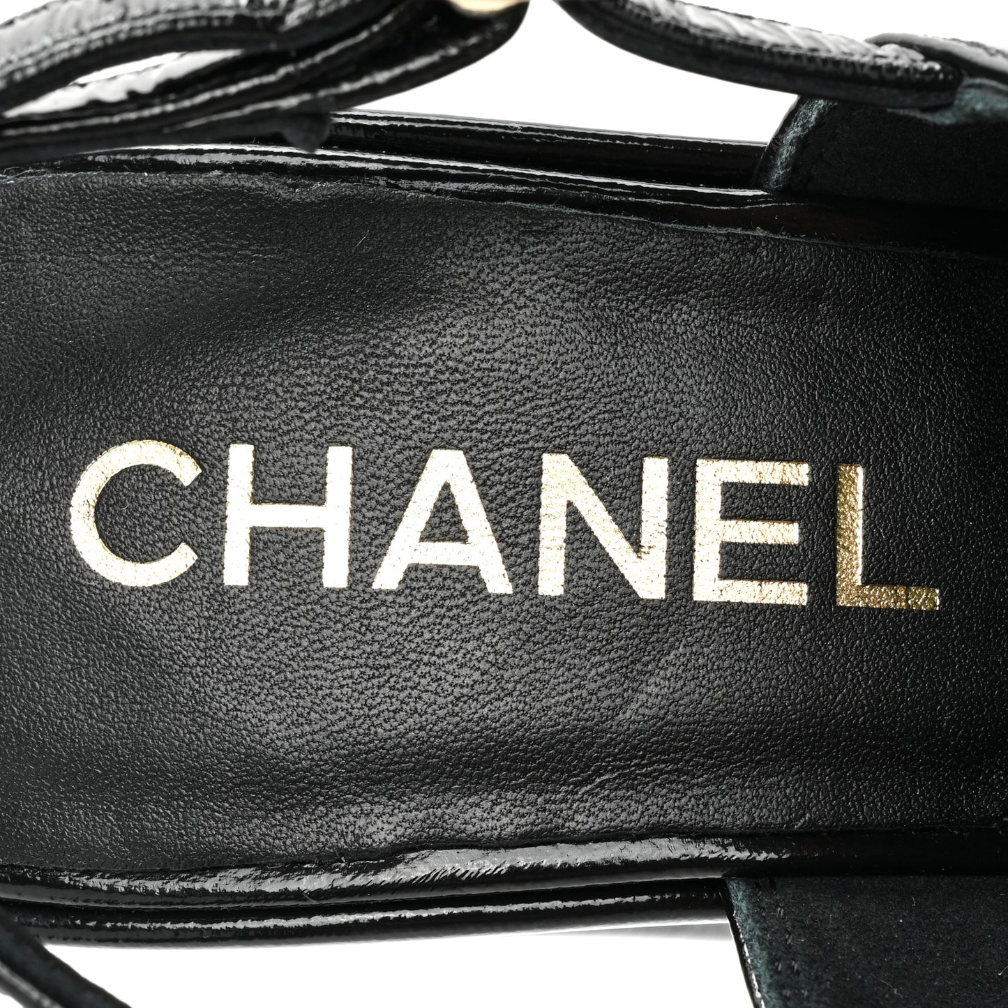 Crumpled Patent Lambskin Platform Sandals 36 Black