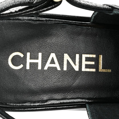 Chanel Crumpled Patent Lambskin Platform Sandals 36 Black 7 of 9