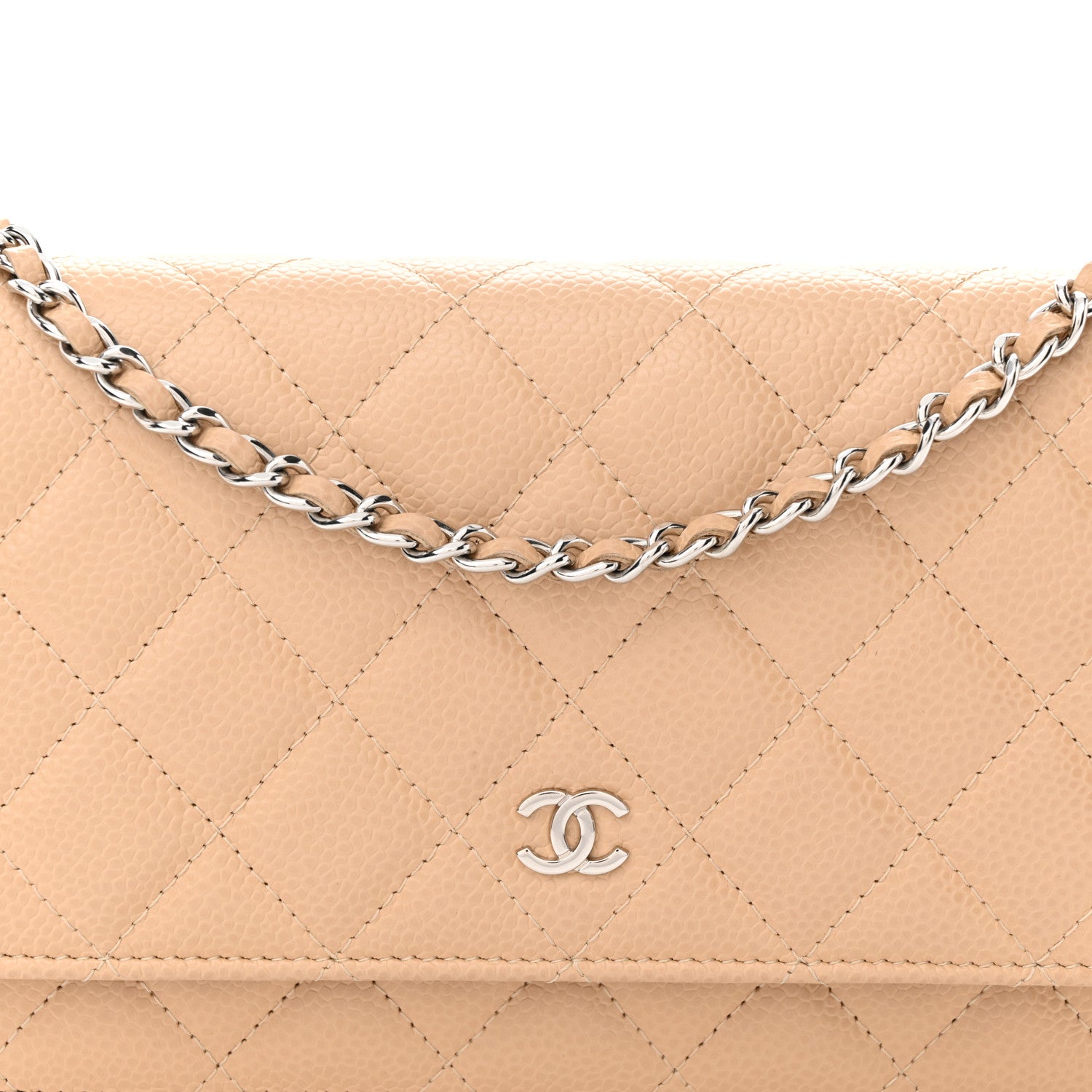 Chanel Caviar Quilted Wallet on Chain WOC Beige 9 of 11