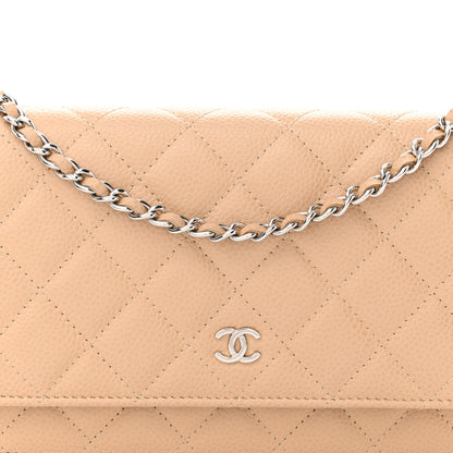Chanel Caviar Quilted Wallet on Chain WOC Beige 9 of 11