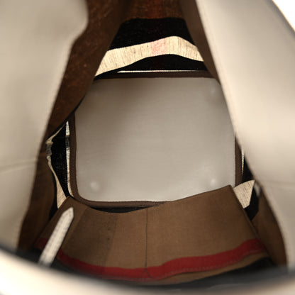 Burberry Canvas Mega Check Medium Ashby Hobo White 5 of 9