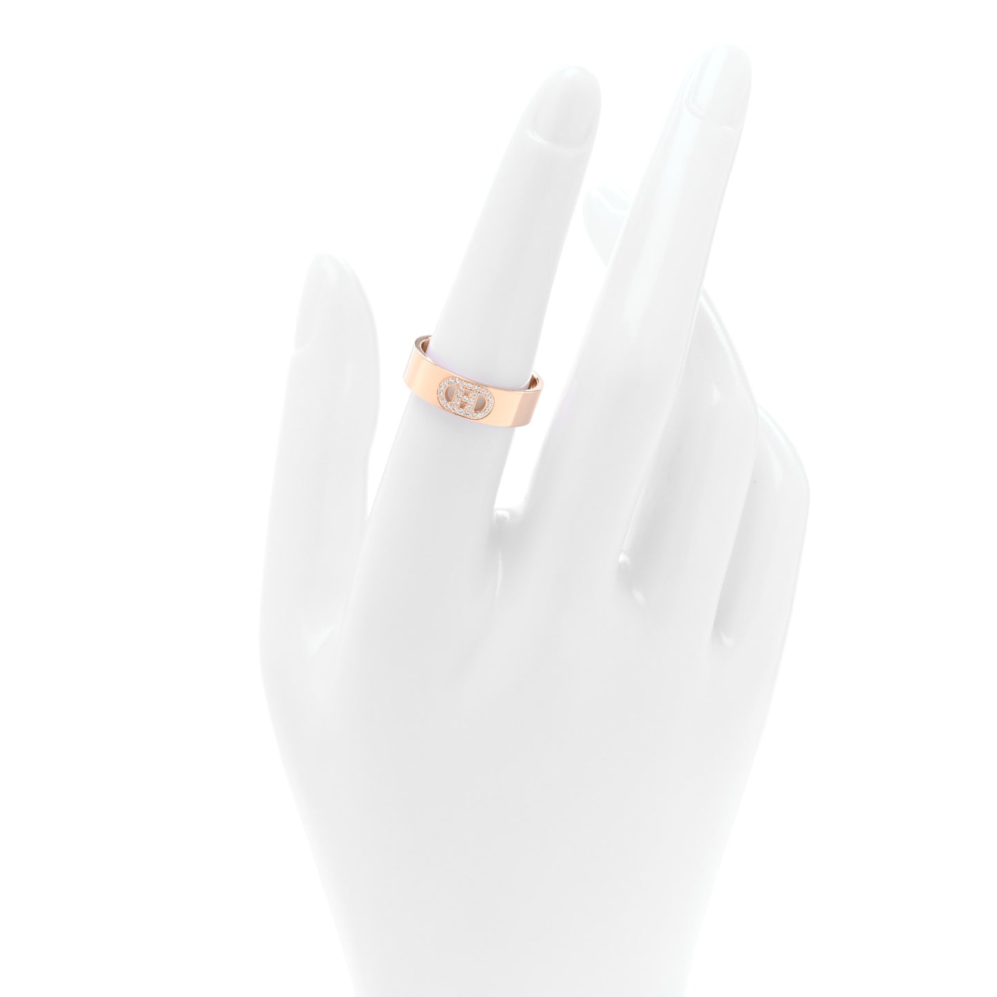 18K Rose Gold Diamond PM H D'Ancre Ring 54 7