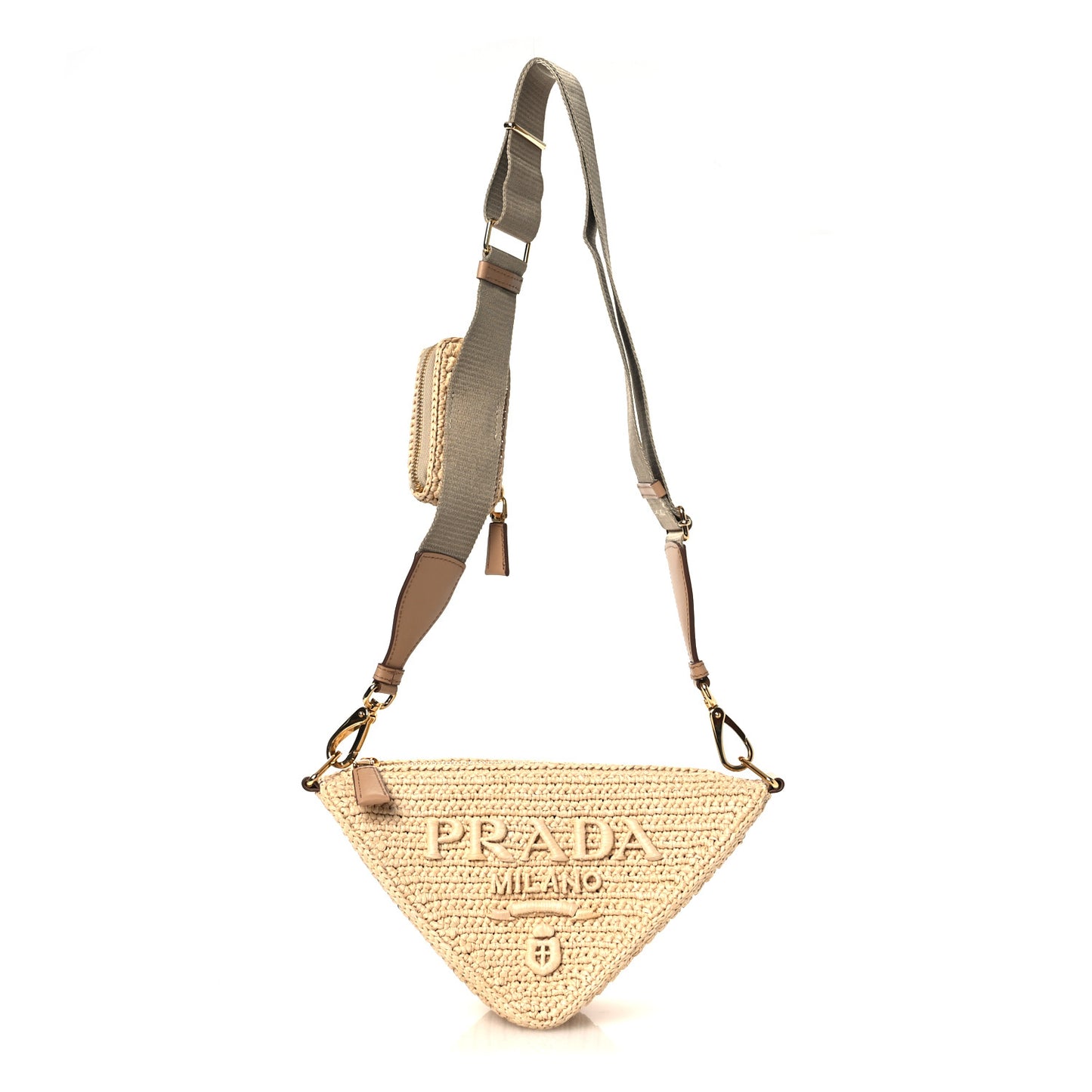 Yarn Raffia Effect Crochet Triangle Shoulder Bag Naturale