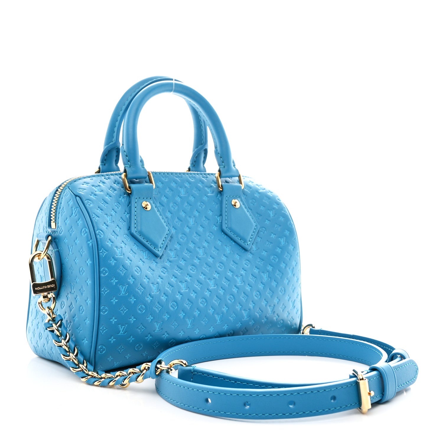 Louis Vuitton Calfskin Nanogram Embossed Speedy Bandouliere 20