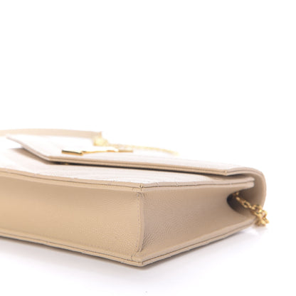 Saint Laurent Grain De Poudre Matelasse Chevron Monogram Envelope Chain Wallet Nude Powder 7 of 10