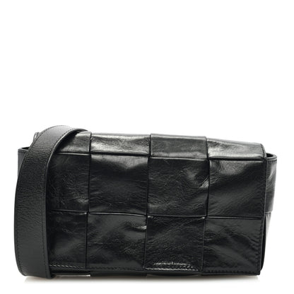 Bottega Veneta Paper Calfskin Intreccio Cassette Belt Bag Black 1 of 9