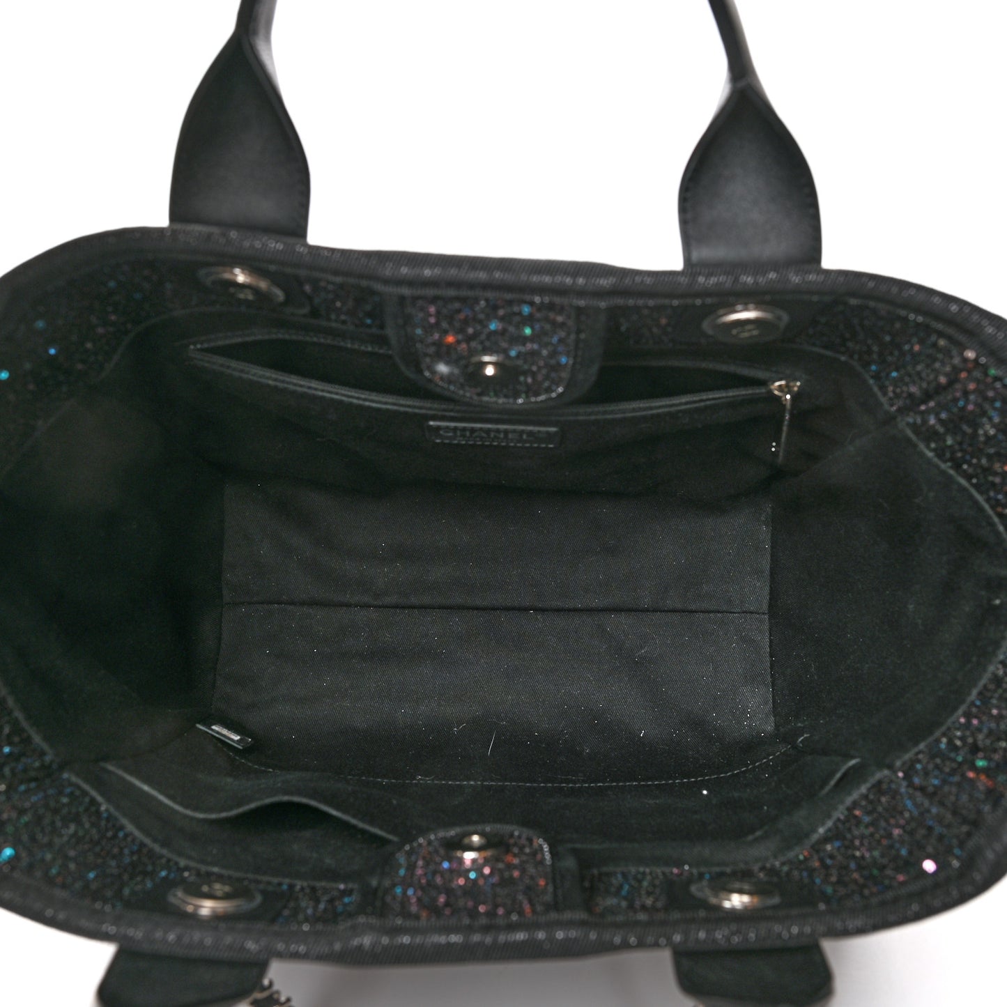 Calfskin Sequin Small Deauville Tote Black