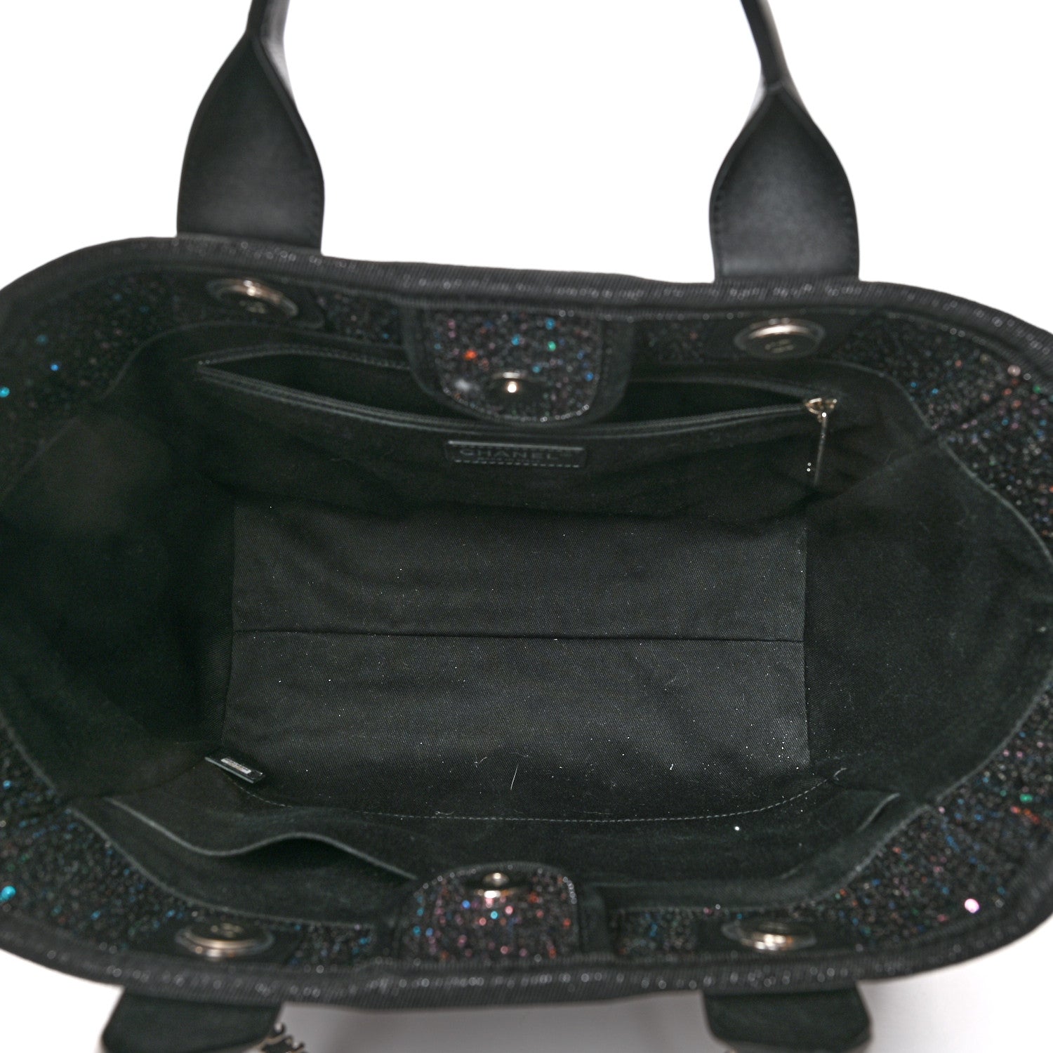 Chanel Calfskin Sequin Small Deauville Tote Black 5 of 10