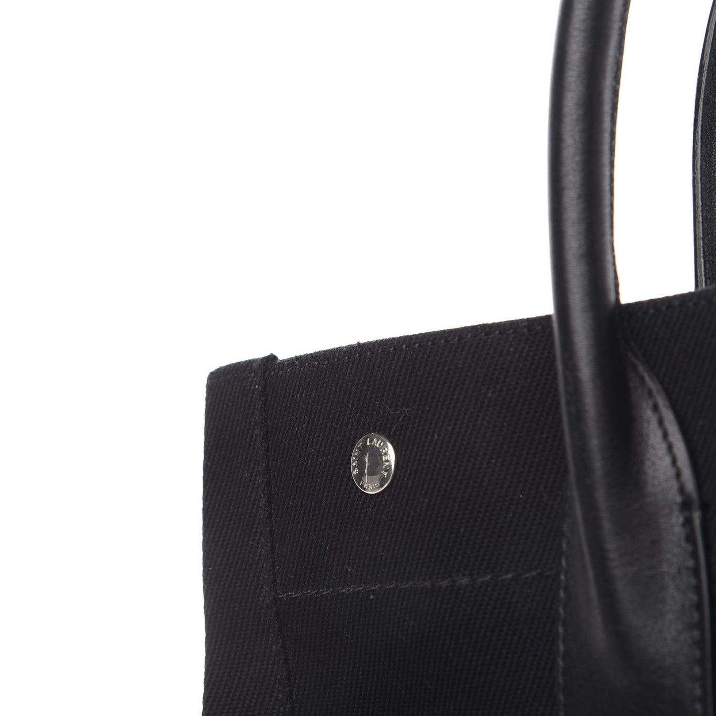Linen Calfskin Rive Gauche North South Tote Black