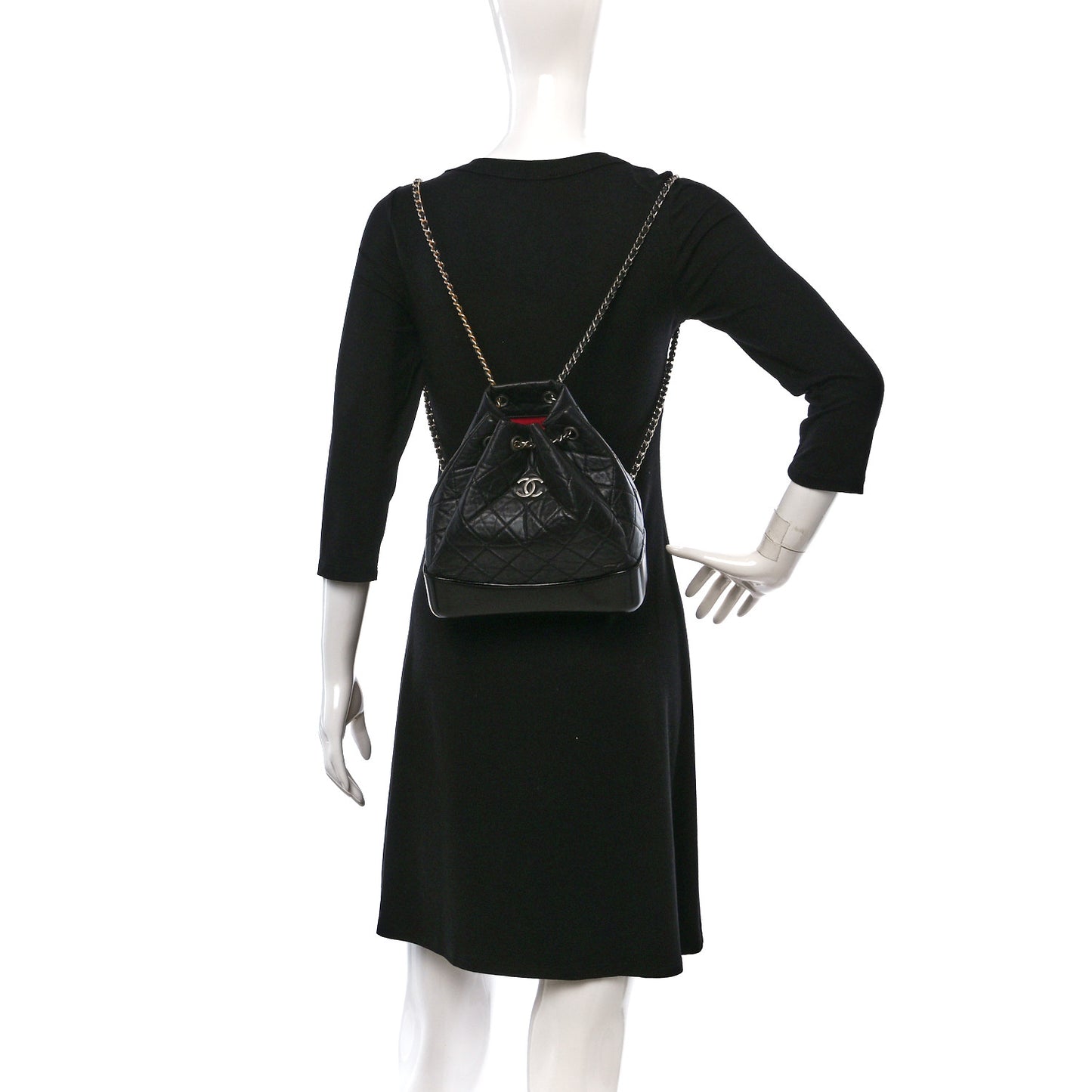 Aged Calfskin Quilted Small Gabrielle Backpack Black