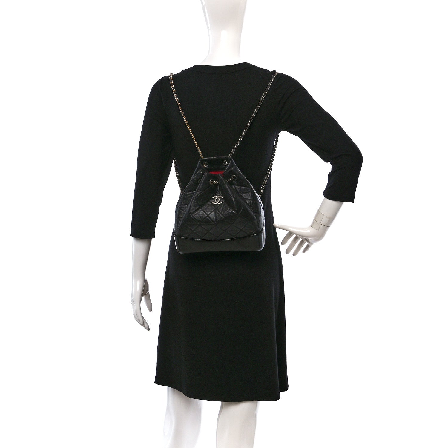 Chanel Aged Calfskin Quilted Small Gabrielle Backpack Black 2 of 9