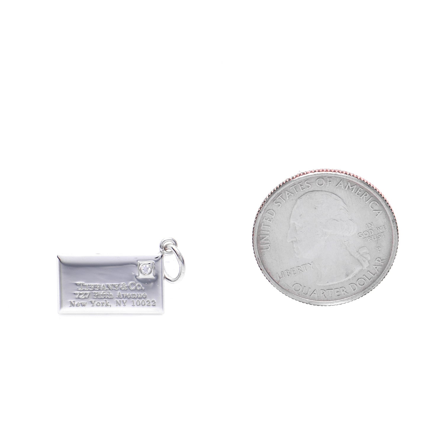 Tiffany Sterling Silver Diamond Envelope Charm 3 of 4