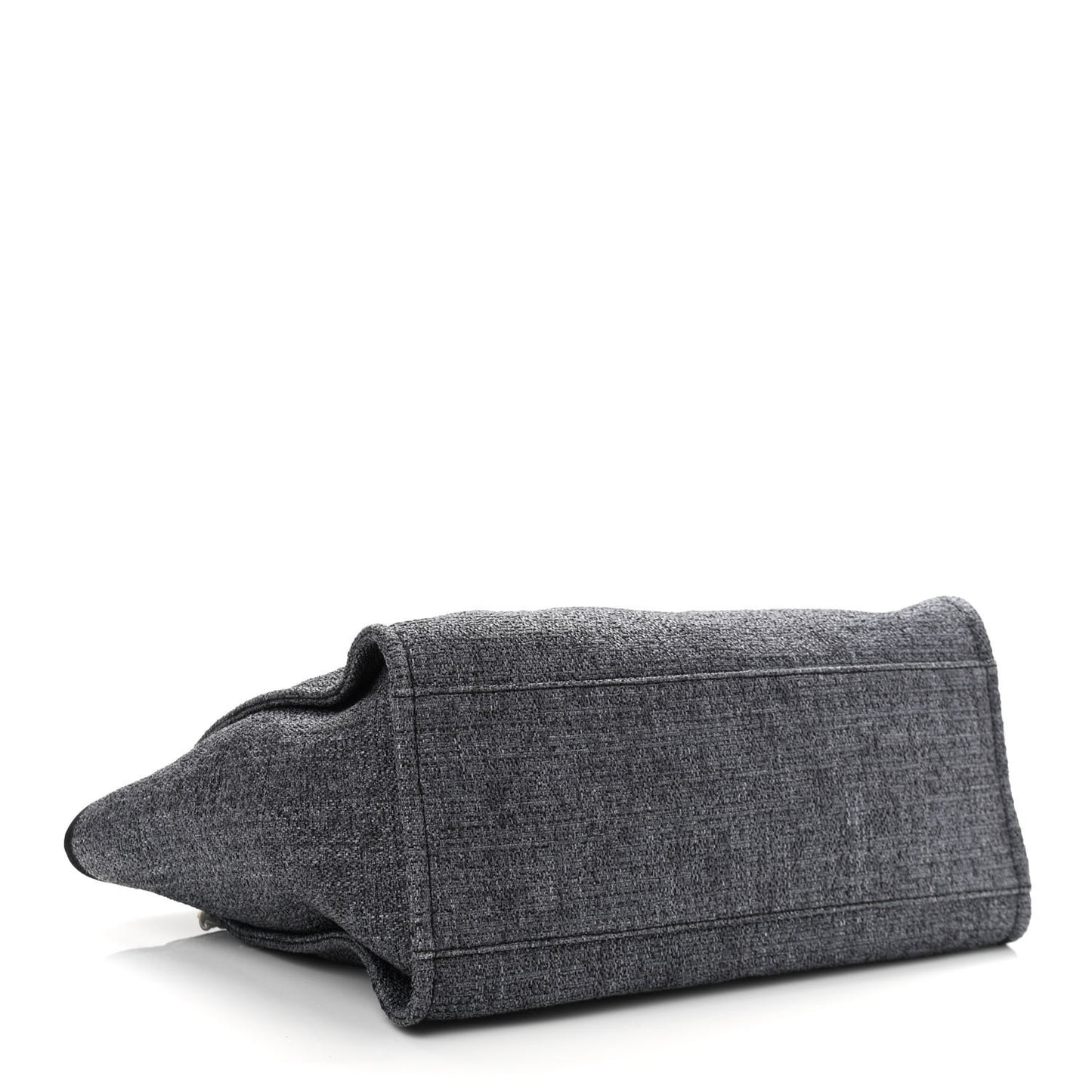 Woven Straw Raffia Medium Deauville Tote Grey