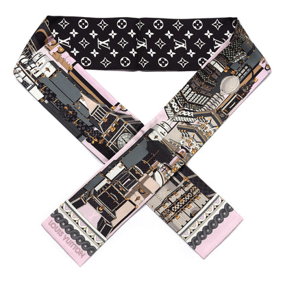 Louis Vuitton Silk Monogram Around The World Bandeau Black Pink 1 of 3