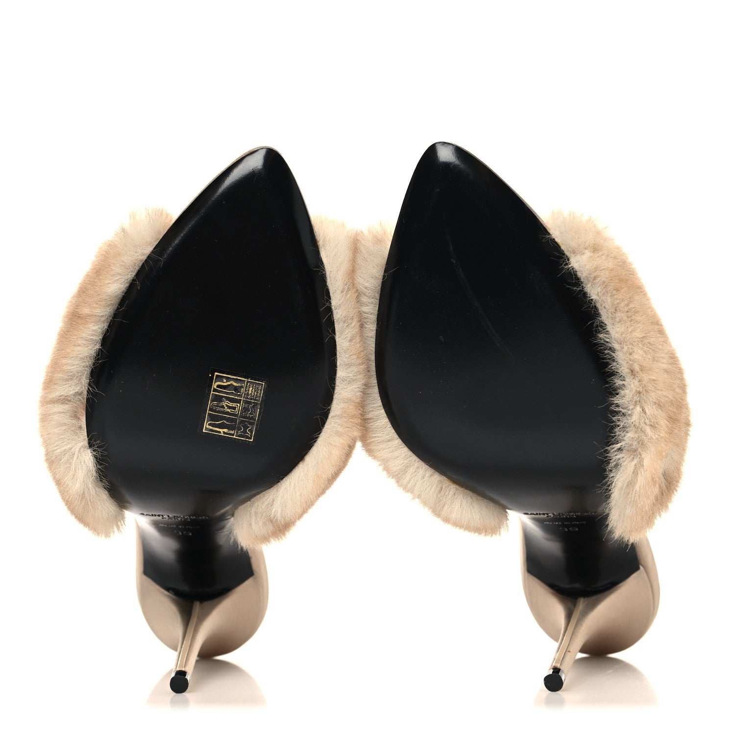 Saint Laurent Faux Fur La 16 Mule Sandals 39 Light Beige 6 of 9