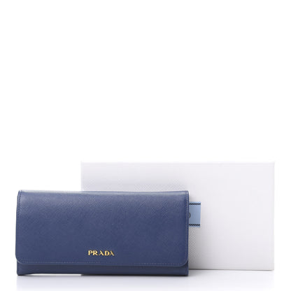 Prada Saffiano Metal Continental Flap Travel Wallet Bluette 9 of 9