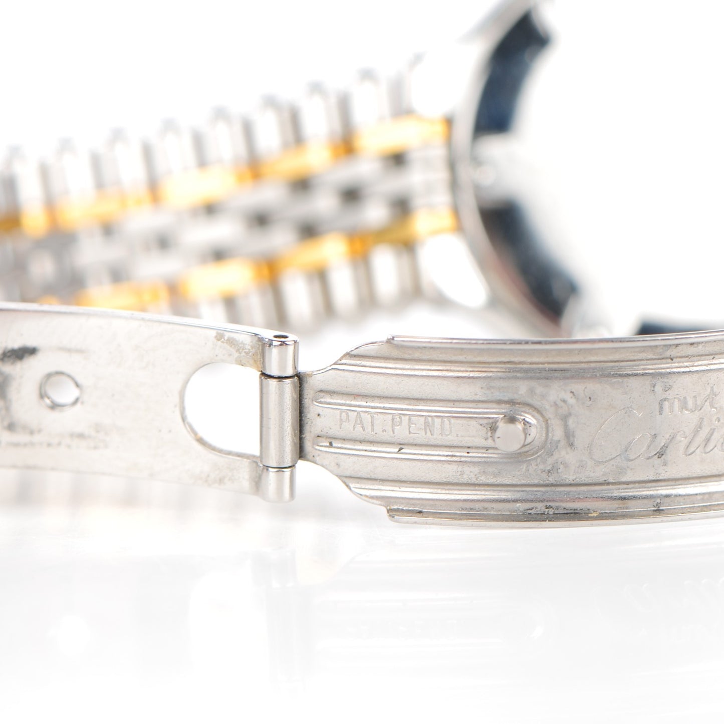 Stainless Steel 18K Yellow Gold 28mm Must De 21 Bullet Link Quartz Watch