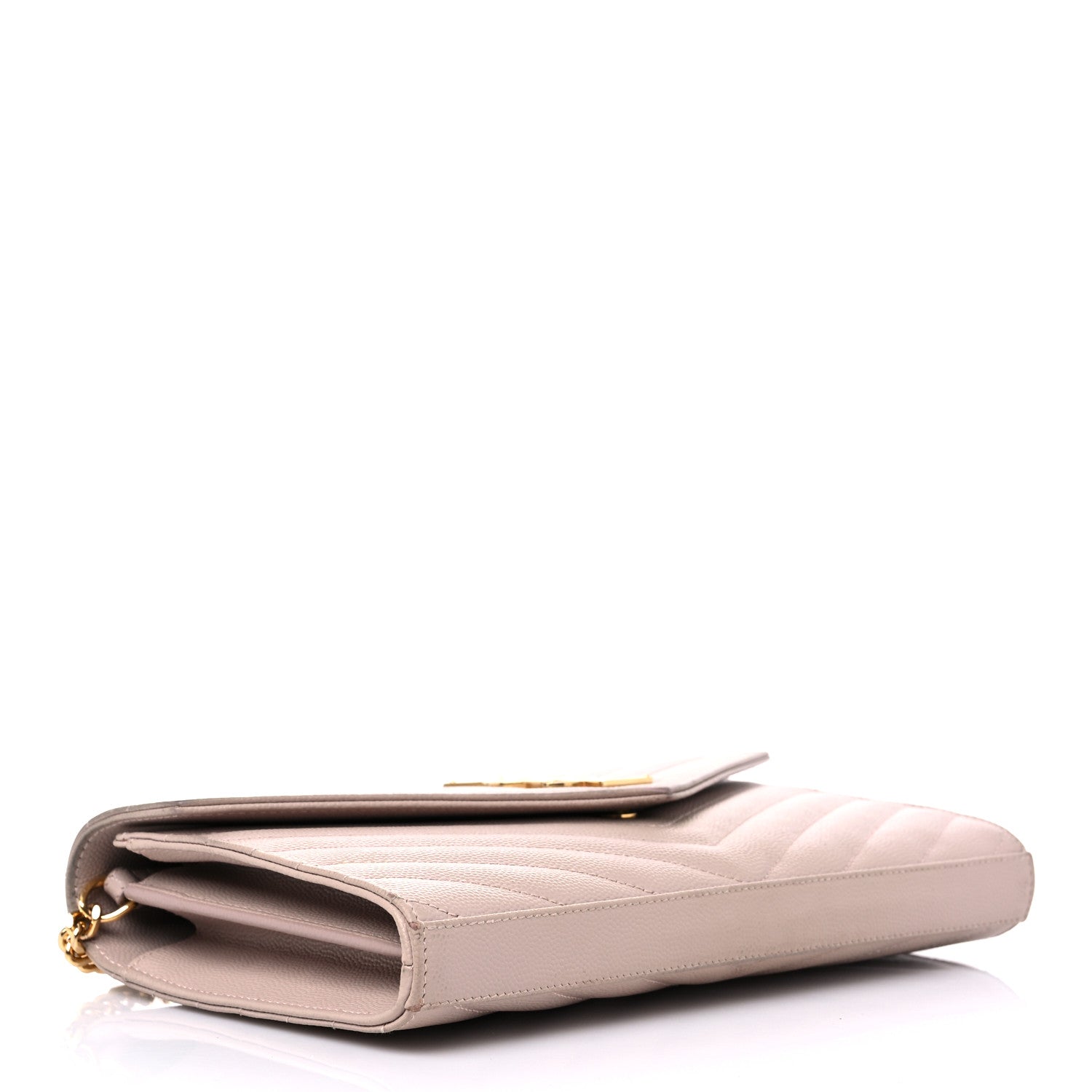 Saint Laurent Grain De Poudre Matelasse Chevron Monogram Chain Wallet Marble Pink 4 of 14