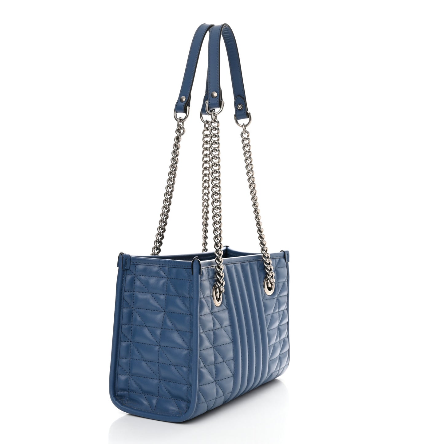 Calfskin Matelasse Aria Small GG Marmont Shoulder Tote Clear Blue