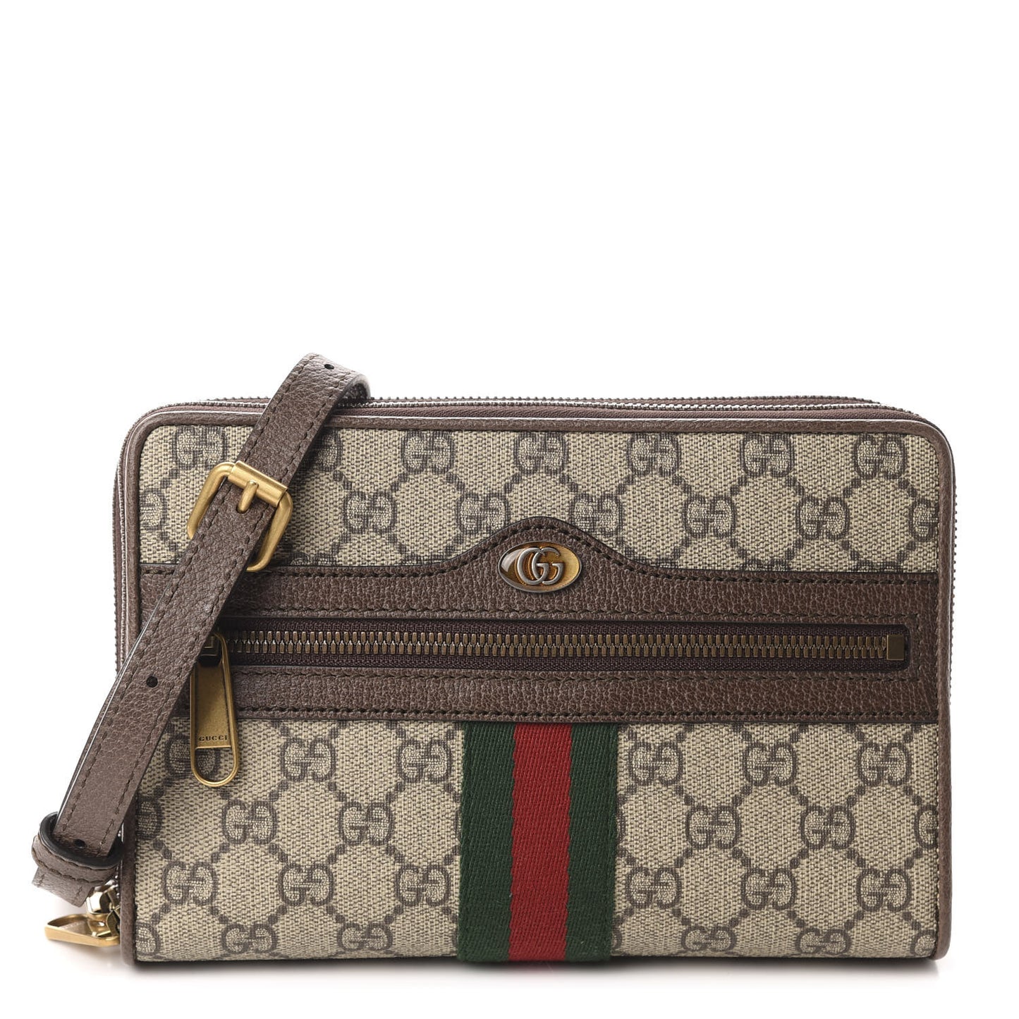 GG Supreme Monogram Web Ophidia Double Zip Shoulder Bag Beige New Acero