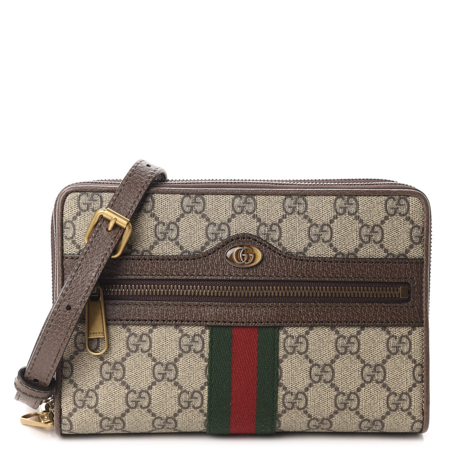 Gucci GG Supreme Monogram Web Ophidia Double Zip Shoulder Bag Beige New Acero 1 of 10