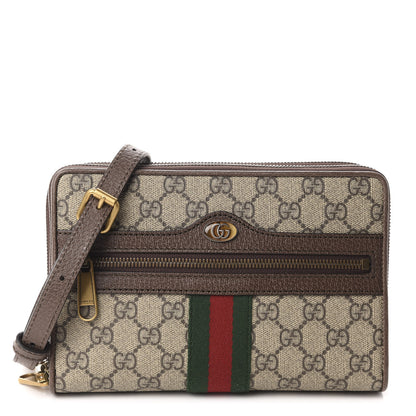 Gucci GG Supreme Monogram Web Ophidia Double Zip Shoulder Bag Beige New Acero 1 of 10