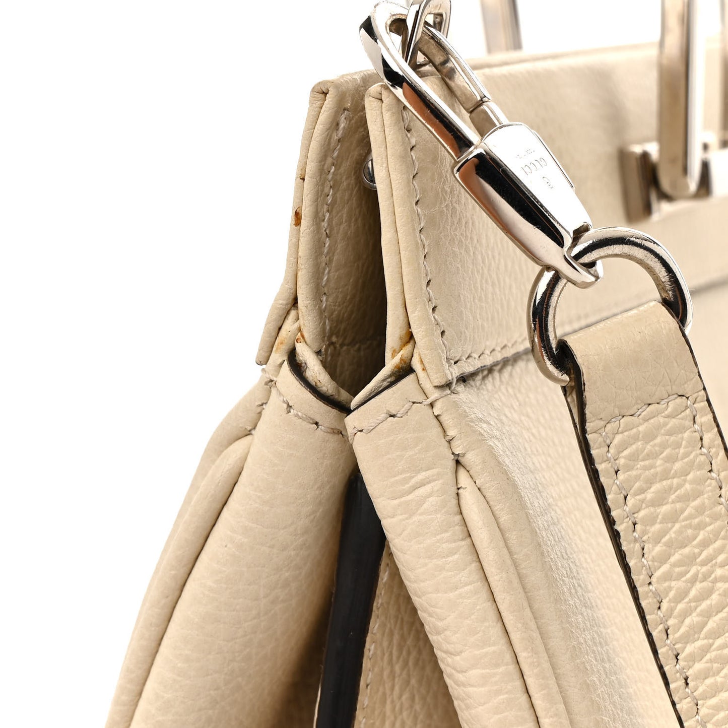 Grainy Calfskin Small Zumi Top Handle Bag Mystic White