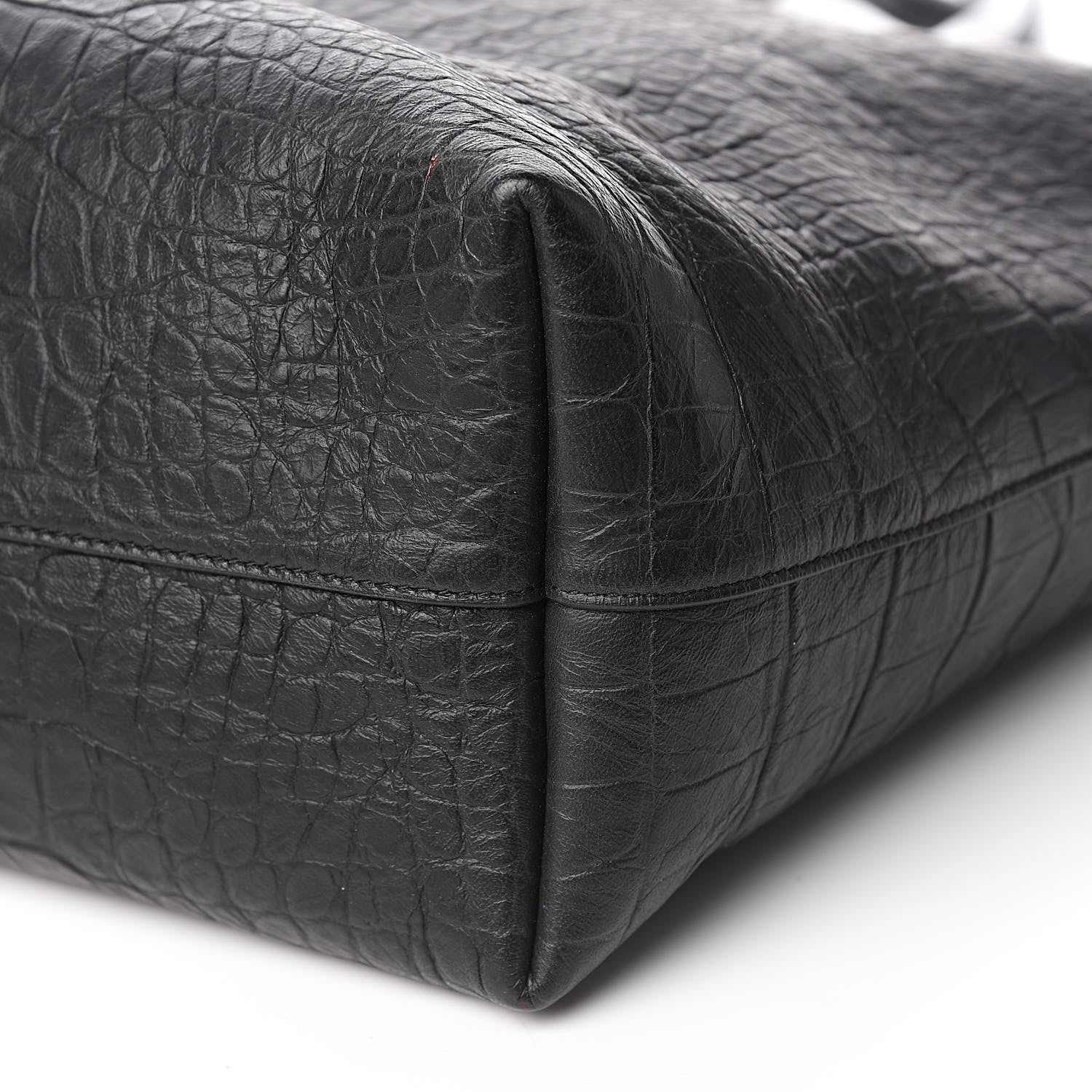 Saint Laurent Calfskin Crocodile Embossed Large Shopper Tote Black 7 of 11