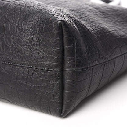 Saint Laurent Calfskin Crocodile Embossed Large Shopper Tote Black 7 of 11