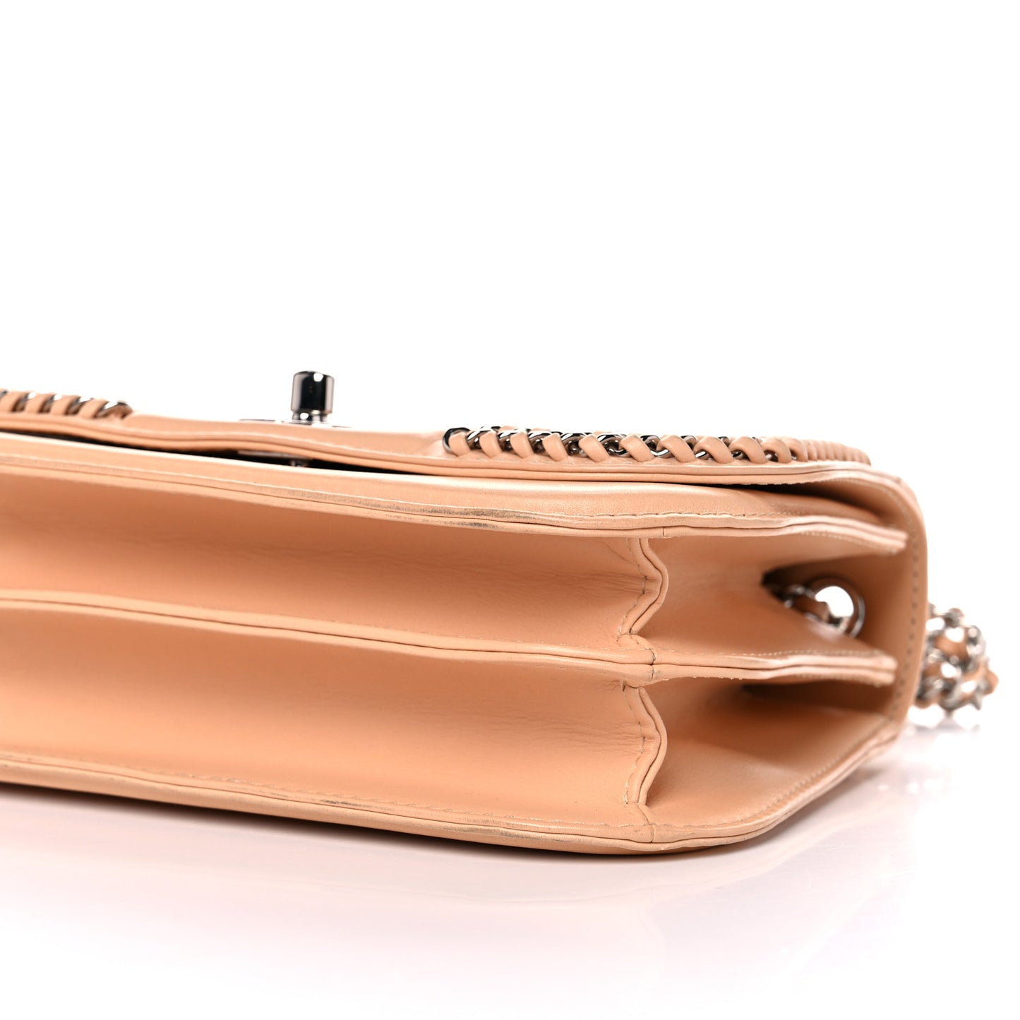 Calfskin Braided Small Chic Flap Light Beige
