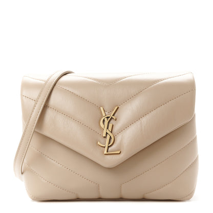 Saint Laurent Calfskin Y Quilted Monogram Toy Loulou Crossbody Bag Dark Beige 1 of 11
