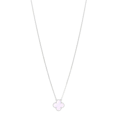 Van Cleef & Arpels 18K White Gold Chalcedony Vintage Alhambra Pendant Necklace 1 of 5