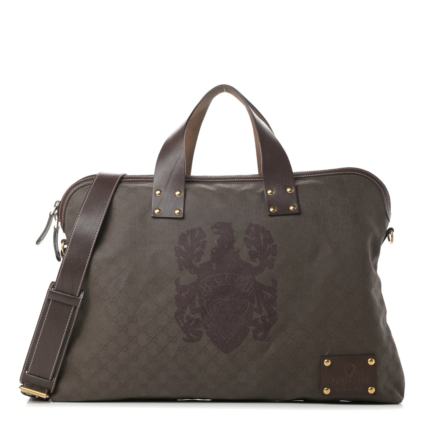 Monogram Calfskin Studded Tote Brown