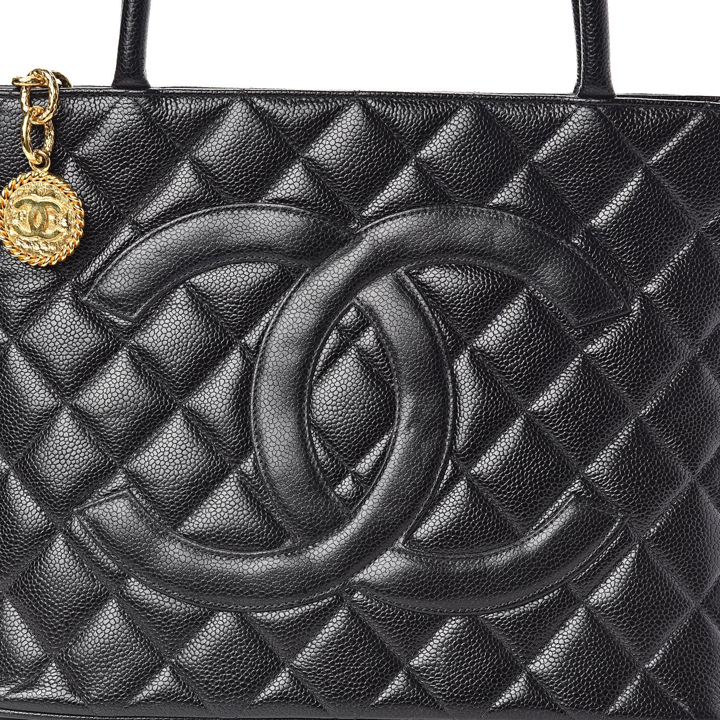 Caviar Quilted Medallion Tote Black