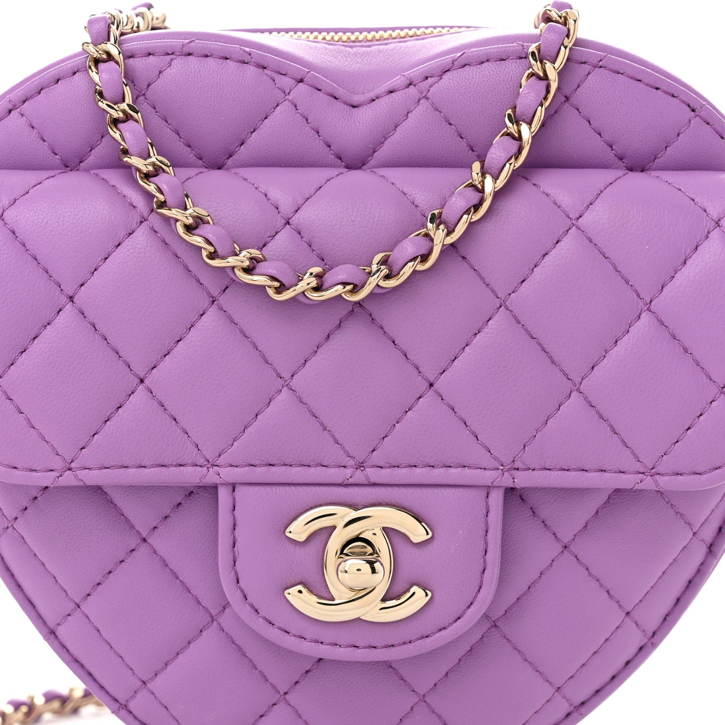Lambskin Quilted CC In Love Heart Bag Purple