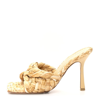 Bottega Veneta Raffia Twisted Intrecciato Stretch Mule Sandals 37 Macadamia 1 of 10