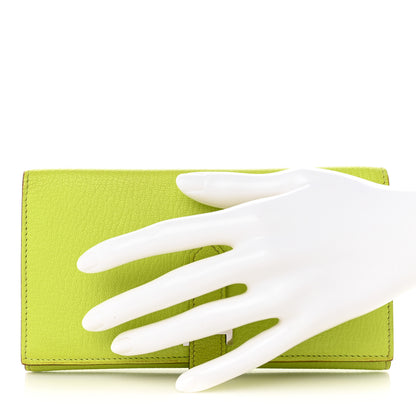 Hermes Chevre Mysore Tri-Fold Bearn Wallet Lime 2 of 15
