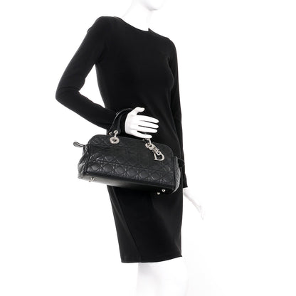 Christian Dior Lambskin Cannage Satchel Black 2 of 9