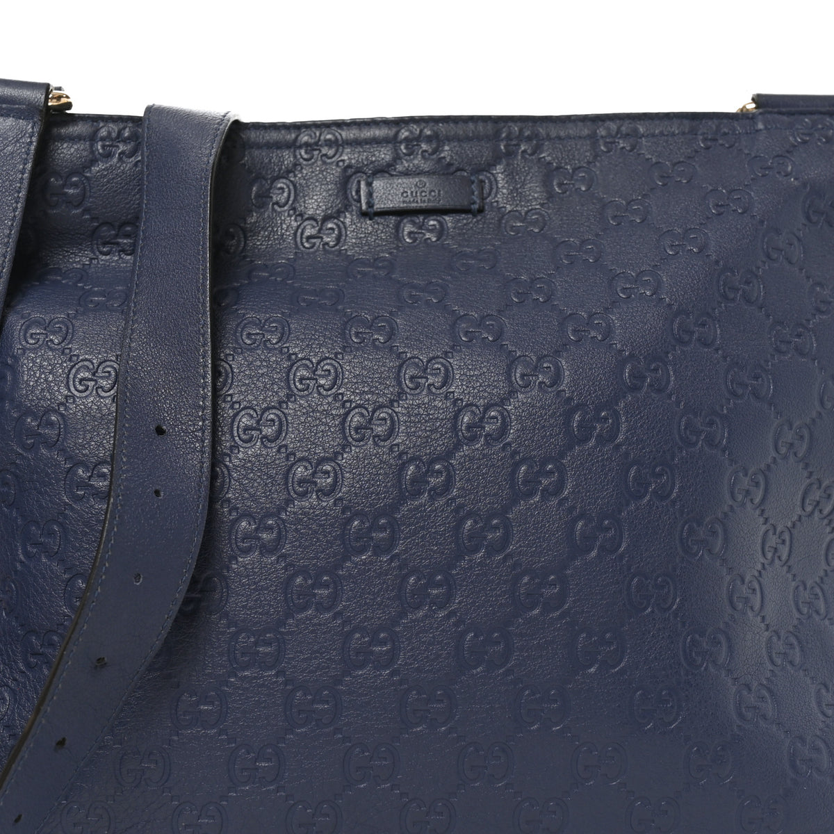 Gucci Guccissima Medium Flat Messenger Bag Navy 8 of 10