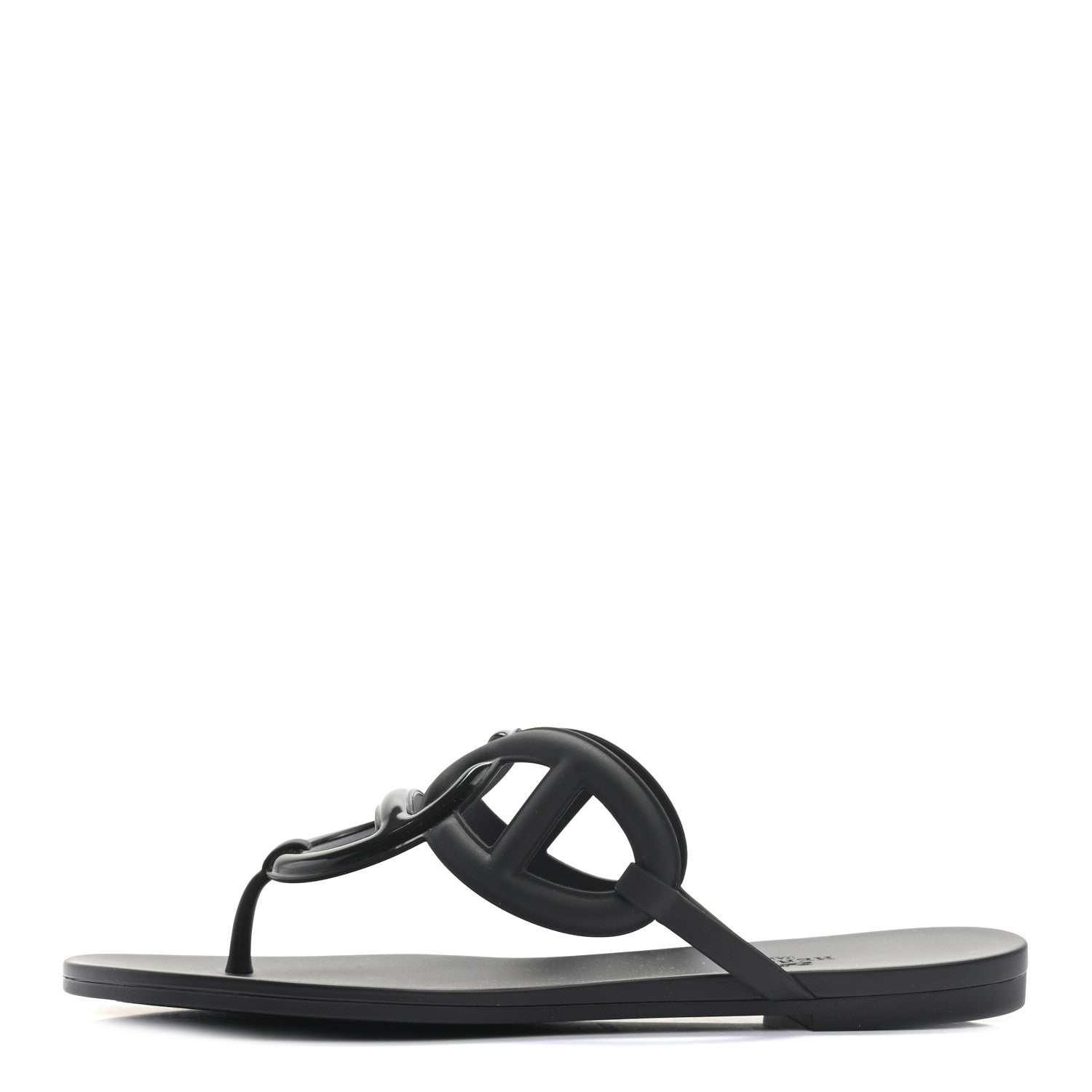 Hermes Rubber Womens Egerie Sandals 39 Black 1 of 7